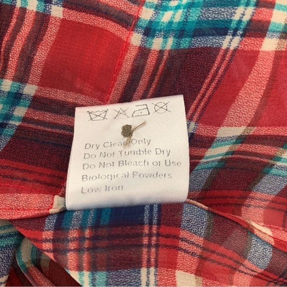 Shades of Grey Micah Cohen Women's Semi Sheer Plaid Shirt Small - Picture 6 of 7